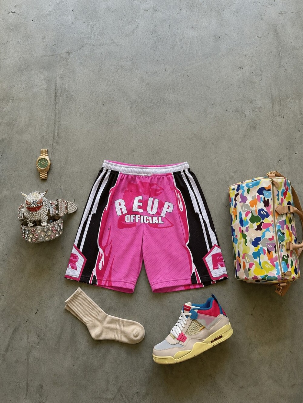 Unisex  Pink Athletic Shorts